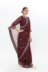 3 Piece Chiffon Embroidered Sari (AW0005)
